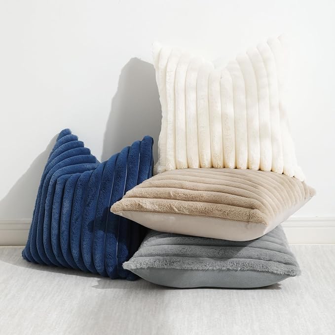decorUhome Cozy Faux Fur Throw Pillow Covers 20x20 Set of 2 Decorative Soft - Image 5