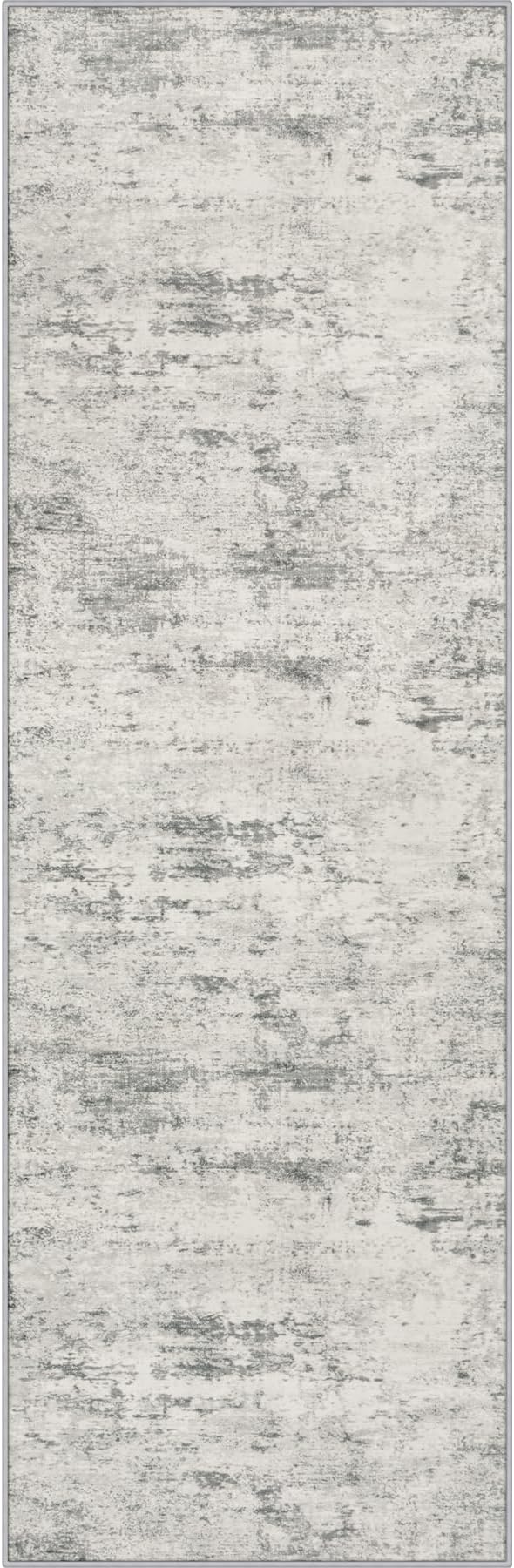 2.6x14 Washable Runner Rug:Modern Abstract Indoor Soft Carpet Gray | by FXRHLP