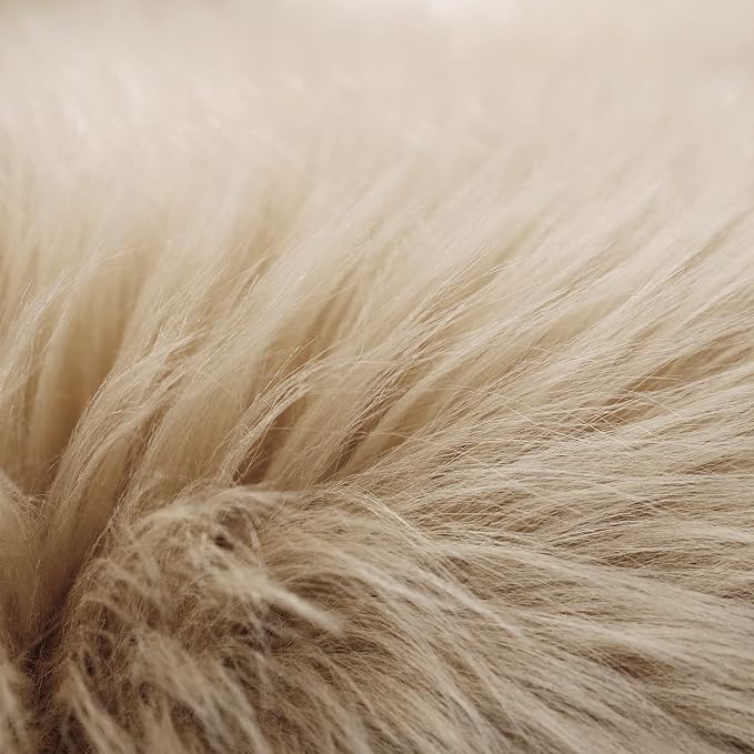 SERISSA 2x4 Fluffy Beige Faux Sheepskin Fur Area Rug - Image 7