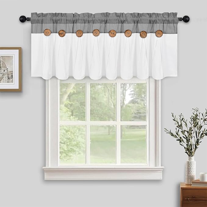 FRAMICS Farmhouse Valance Curtains, Boho Cotton Linen Kitchen Valance, Country - Image 3