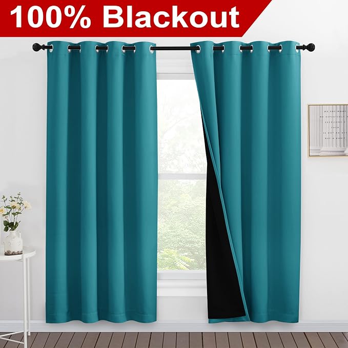 NICETOWN 100% Blackout Window Curtain Panels, Full Light Blocking Drapes - Image 2