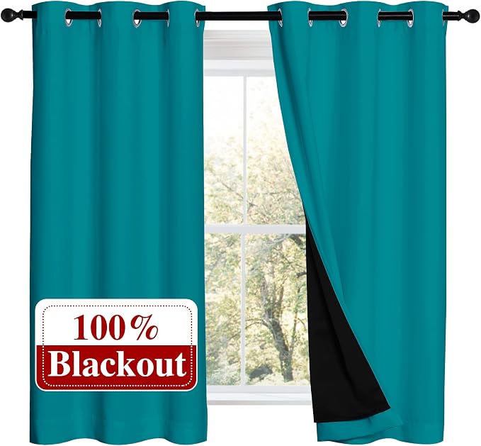 NICETOWN 100% Blackout Curtains 54 inches Long, Double-Deck Completely Blackout by NICETOWN