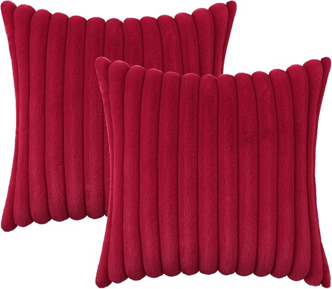 decorUhome Cozy Faux Fur Throw Pillow Covers 26x26 Set of 2 Decorative Soft - Image 9