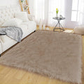 Latepis Shag Area Rugs 4x6 Machine Washable Faux Fur Rug Brown Beige Fluffy by Latepis