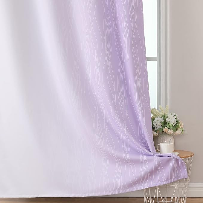 Estelar Textiler Lilac and Greyish White Blackout Curtains 96 Inches Long - Image 6