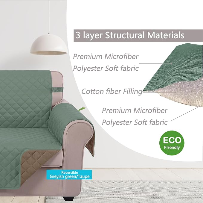 U-NICE HOME Reversible Oversized Chair Covers Quilted Water Repellent Pet - Image 5