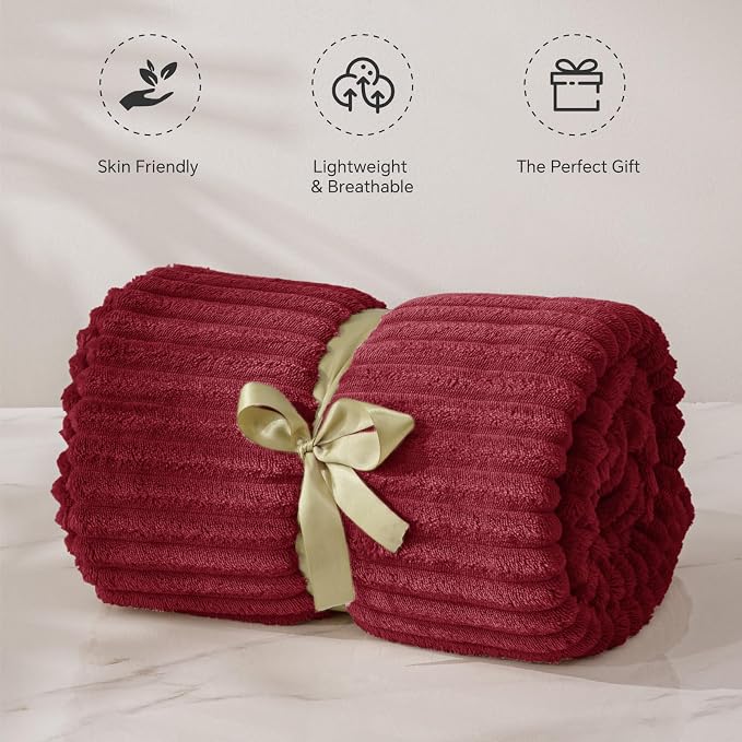 BEDELITE Fleece Throw Blanket for Couch – 3D Ribbed Jacquard Soft and Warm - Image 4