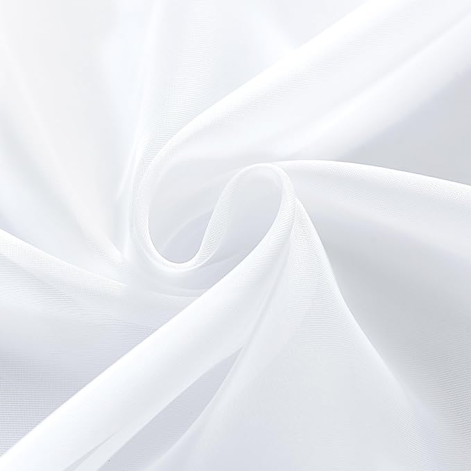 youleyar Solid Sheer Rod Pocket Curtain Voile Draperies 2 Panels White Beige - Image 9