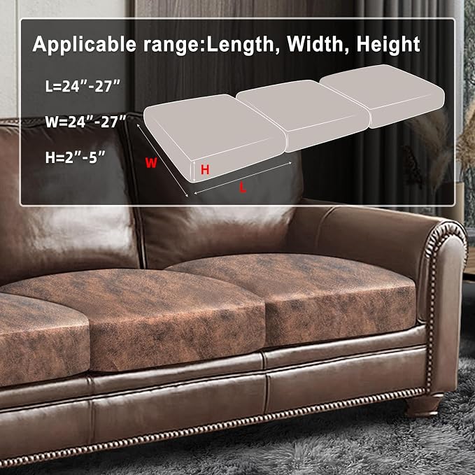 Leather Look Couch Cushion Covers Sofa Seat Slipcovers Sets Couches Furniture - Image 3