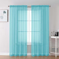 Chyhomenyc Aqua Sheer Curtains 72 Inch Length 2 Panels, Light Filtering Soft by Chyhomenyc