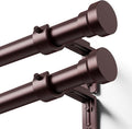 YaFex Curtain Rods 2 Pack 32-144 Inch, Heavy Duty 1 Inch Curtain Rod, Bronze by YaFex