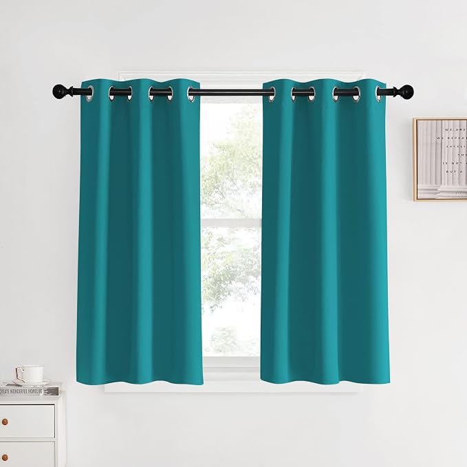 NICETOWN Room Darkening Curtains 40 inch Length 2 Panels, Peacock Teal by NICETOWN