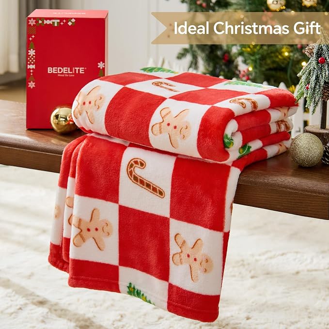 BEDELITE Christmas Throw Blanket – Red and White Checkered Holiday Blanket - Image 3
