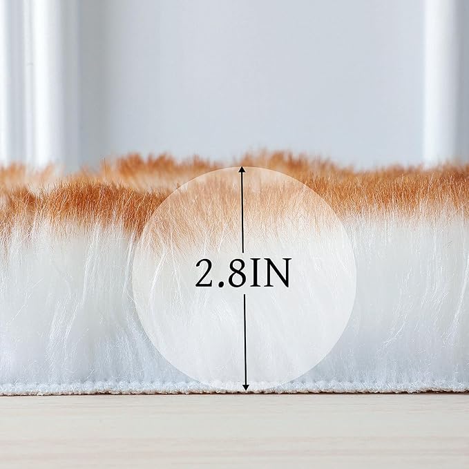 linmopm Faux Fur Rug Sheepskin Shag Fluffy Fuzzy 3x3 ft Rugs - Image 2