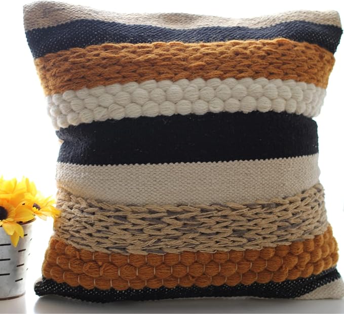 Decorative Boho Pillow Cover, 18” x 18” Square, Soft Moroccan Rustic Throw - Image 4