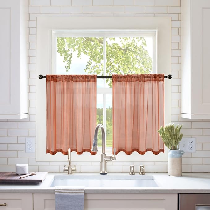 MIULEE Short Sheer Curtains 36 Inch Length by MIULEE