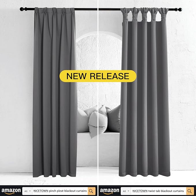 NICETOWN Grey Blackout Curtain Panels - Image 6