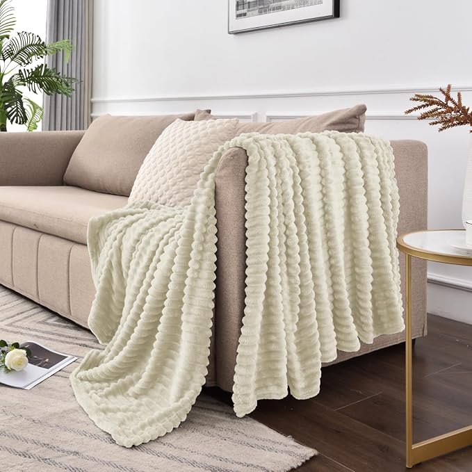 BEDELITE Fleece Blanket Queen Size – 3D Ribbed Jacquard Soft and Warm - Image 6
