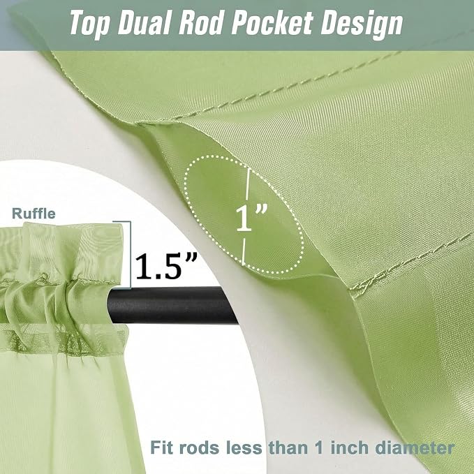 Sheer Curtains 84 Inches Long 2 Panels, Elegant Airy Transparent Light - Image 3