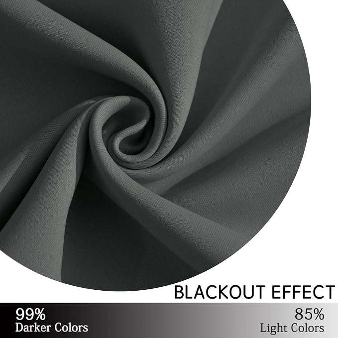 Yakamok Room Darkening Dark Gray Blackout Curtains Thermal Insulated Grommet - Image 6