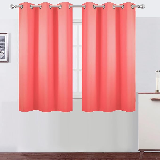 LEMOMO Blackout Curtains 38 x 54 inch/Coral Curtains Set of 2 Panels/Thermal by Lemomo