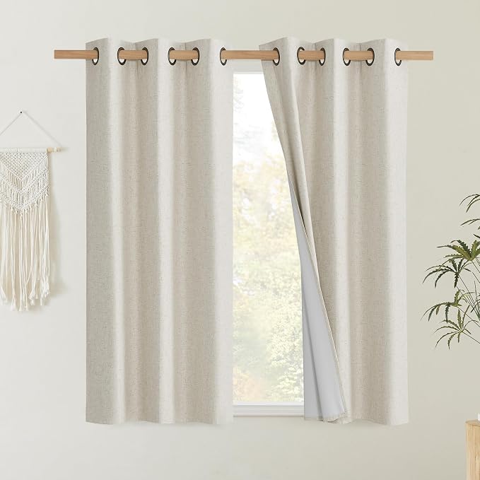 NICETOWN Natural Linen Curtains 45" Long - Image 2