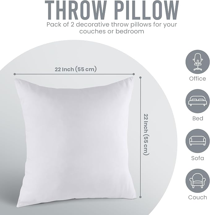 Utopia Bedding 22x22 Pillow Inserts, Sofa & Couch – Soft, Supportive & Fluffy - Image 6