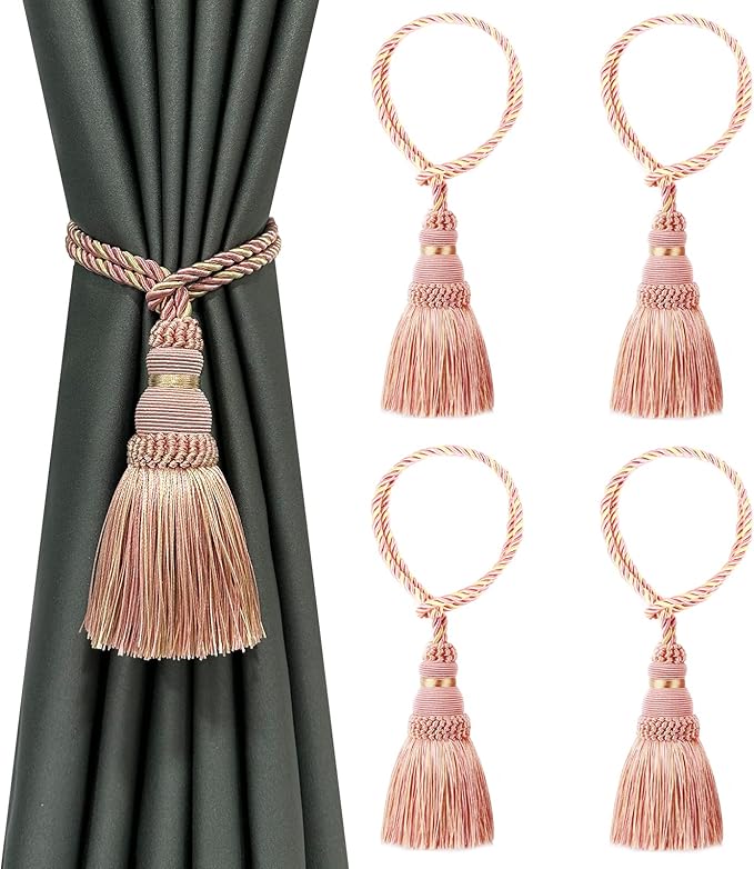 Fenghuangwu 4 Pack Curtain Tie Backs Rope Tassels by fenghuangwu