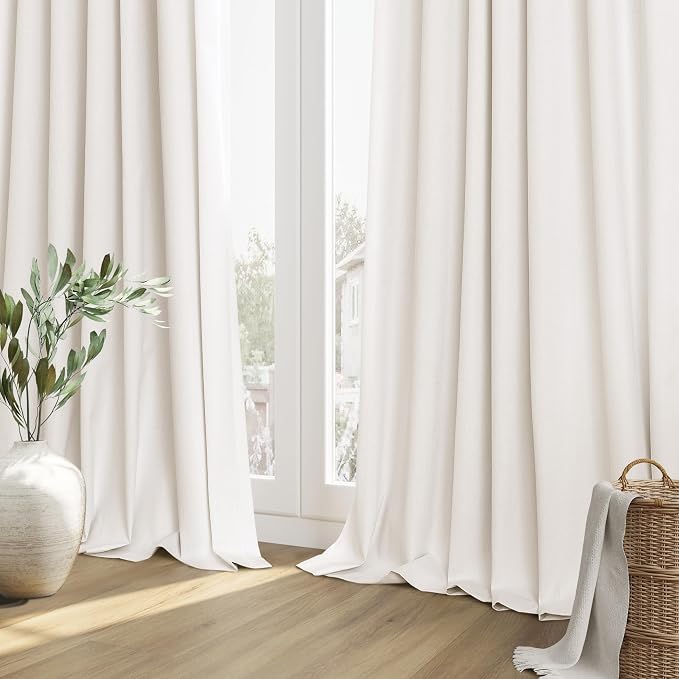 Guken Ivory 100% Blackout Curtains 84 Inch Length 2 Panels Set - Image 8