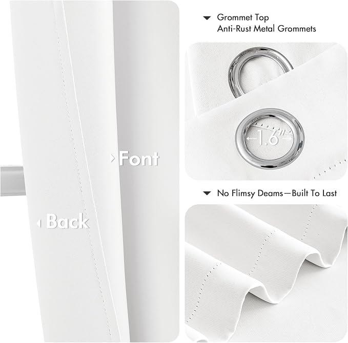 MIULEE Pure White Room Darkening Curtains - Image 4