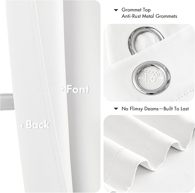 MIULEE Blackout Curtains for Bedroom 2 Panels 40 x 90 Inch Long Pure White | - Image 4