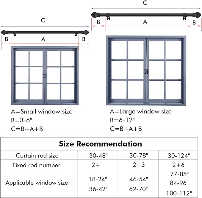 Curtain Rods for Windows 35-47 inch, 5/8 inch Matte Black Curtain Rod - Image 4