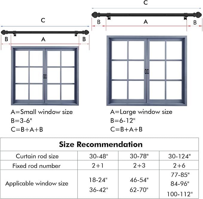 Curtain Rods for Windows 2 Pack 36-48 inch, 5/8 inch Matte Black Curtain Rod - Image 5