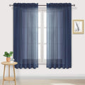 DWCN Navy Blue Sheer Curtains Semi Transparent Voile Rod Pocket Curtains by DWCN