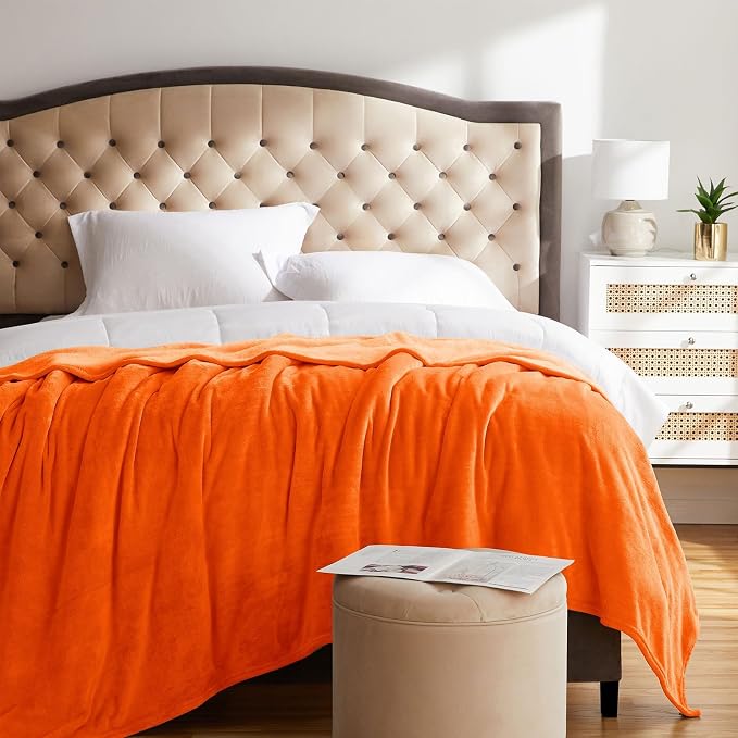 KMUSET Fall Throw Blanket Orange Fleece Throw 50 X 60 inches - Image 7
