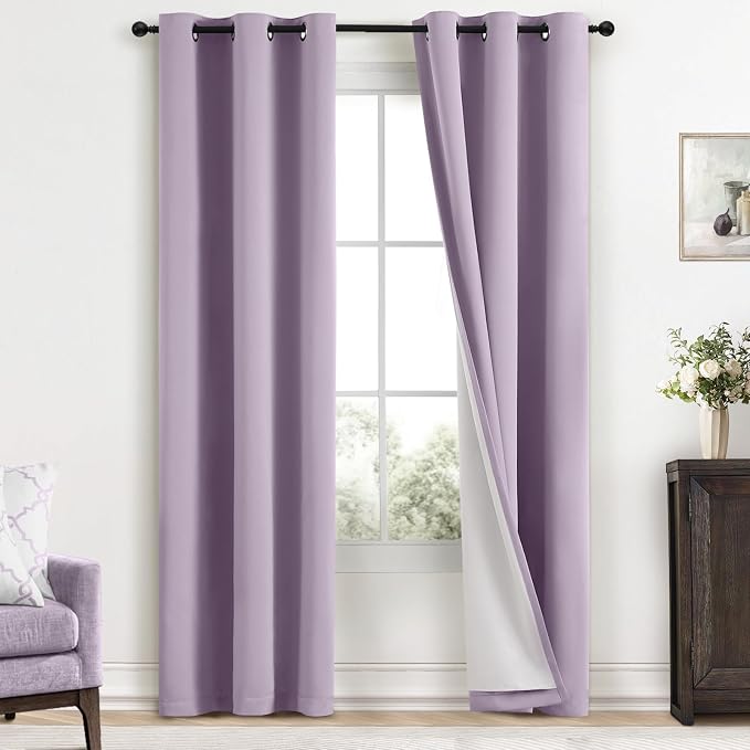 Yakamok Lilac 100% Blackout Curtains 84 Inches Long by Yakamok