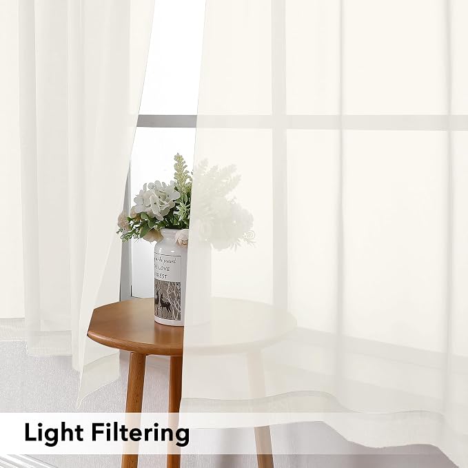 Simplebrand Ivory Sheer Kitchen Curtains - Image 3