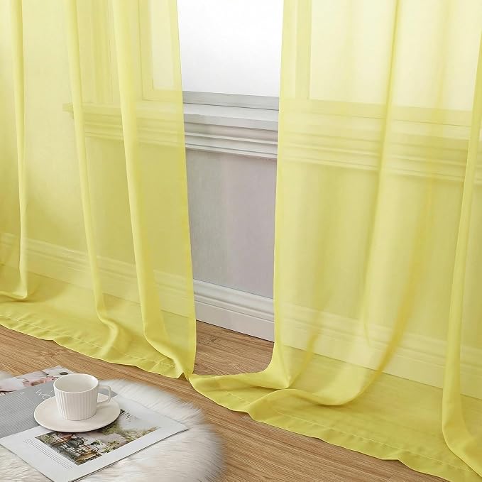 Aiyufeng Lemon Sheer Curtains 63 Inch Length 2 Panels Set - Image 7