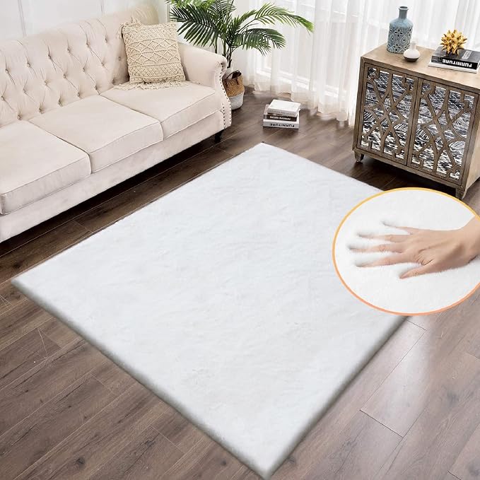 ORINOVA White Faux Fur Rug 5x8 Rugs by ORINOVA