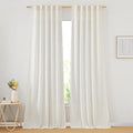 NICETOWN Linen Curtains 92 inches Long, Rod Pocket & Back Tab Semi Sheer Flax by NICETOWN