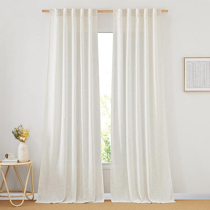 NICETOWN Linen Blend Doorway Curtains 80 inches Long, Rod Pocket & Back Tab by NICETOWN