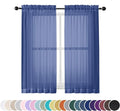 OWENIE Sheer Curtains 54 Inch Length 2 Panels Set, Royal Blue Clear Sheer Short by OWENIE