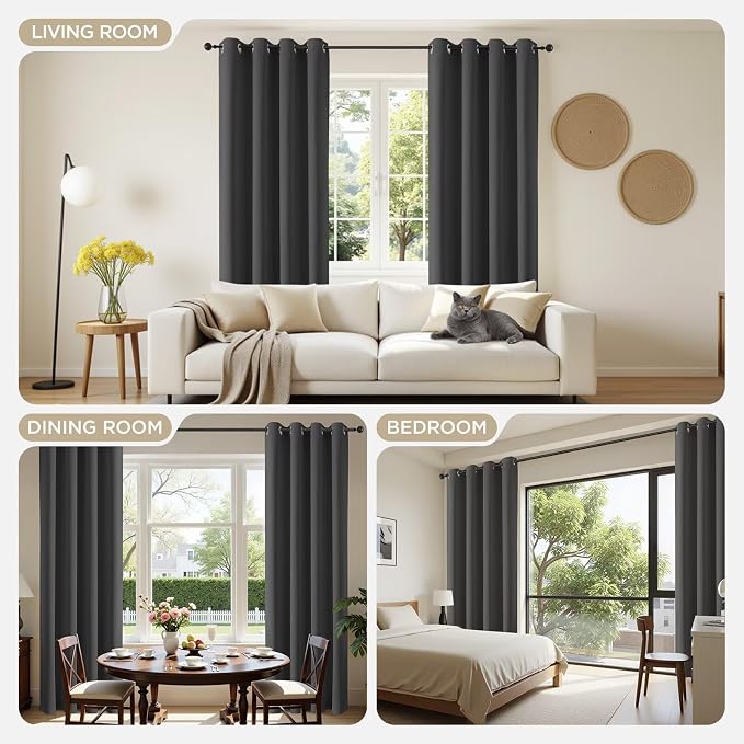 Joydeco Blackout Curtains 95 Inch Length 2 Panels Set, Thermal Insulated Grey - Image 4