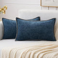 MIULEE Pack of 2 Couch Throw Pillow Covers 12x20 Inch Dark Blue Farmhouse by MIULEE