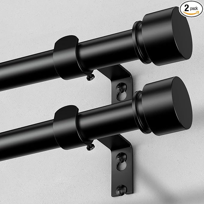 2 Pack Curtain Rods for Windows 48 to 84 Inch, Decorative Adjustable Heavy Duty by OLV