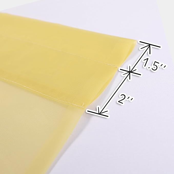 OVZME Mustard Yellow Sheer Curtains 45 Inches Long 2 Panels, Light Filtering - Image 2