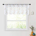 MRTREES Voile Sheer Curtain Valances, Leaves Embroidered Valance Curtains Rod by MRTREES