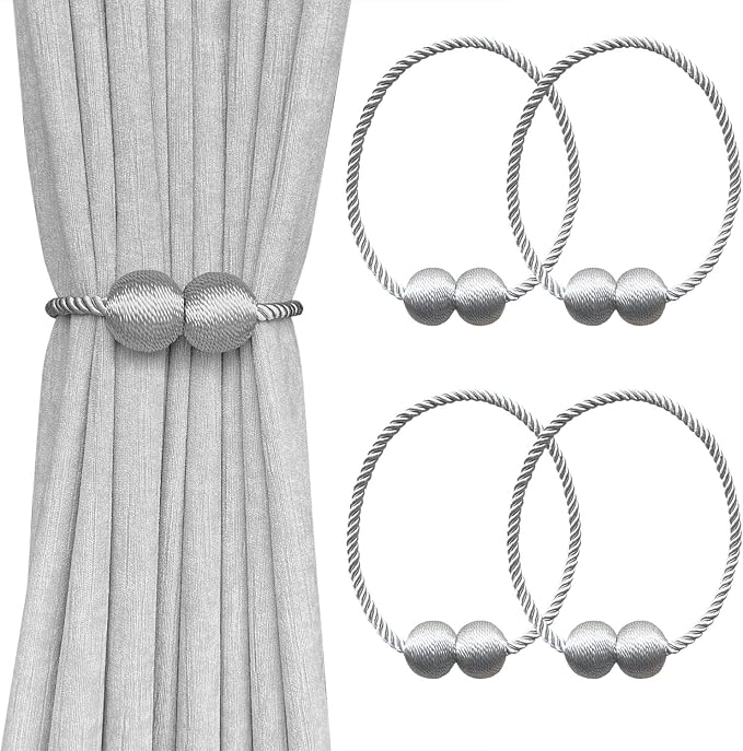Melaluxe 4 Pack Magnetic Curtain Tiebacks, Decorative Curtain Holdbacks by Melaluxe