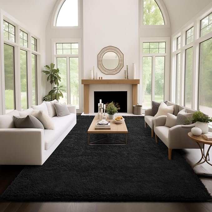 Ophanie Area Rugs 9x12 Living Room, Large Black Bedroom Carpet, Big Shag Indoor - Image 5