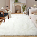 Latepis White Faux Fur Rug 8x10, Faux Fur Sheepskin Rug by Latepis